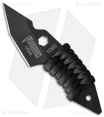 Florian Tanto Fixed Blade Neck Knife Black Paracord (1.875" Black)