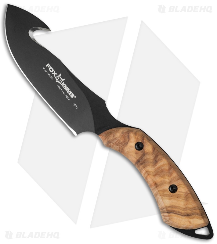 Fox Knives European Hunter Gut Hook Knife Olive Wood (4