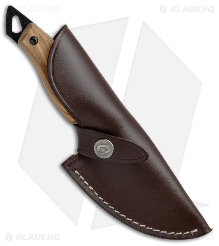 Fox Knives European Hunter Drop Point Olive Wood (3.375" Black) 1504-OL