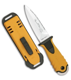 Fox Knives Tekno Sub Dive Knife Yellow Rubber (4" Polished Serr) FX-646/11