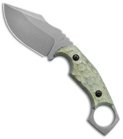 Fox Knives Monkey Thumper Fixed Blade Knife OD Green Micarta (3.5" Stonewash)