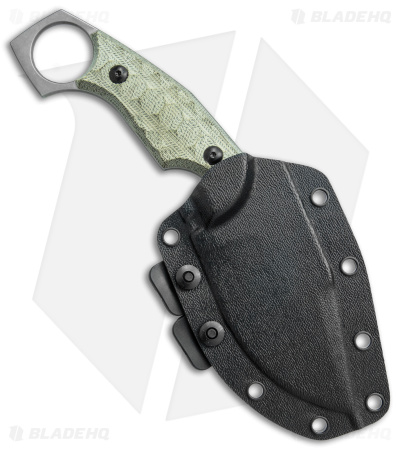 Fox Knives Monkey Thumper Fixed Blade Knife OD Green Micarta (3.5" Stonewash)