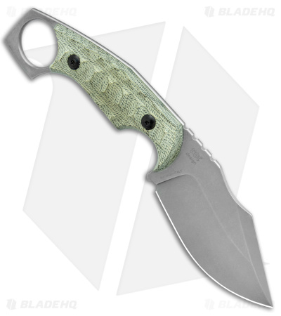 Fox Knives Monkey Thumper Fixed Blade Knife OD Green Micarta (3.5" Stonewash)