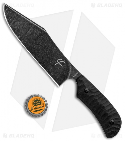 Fred Perrin Le Bowie Fixed Blade Knife Black G-10 (6.2" Black Stonewash) 