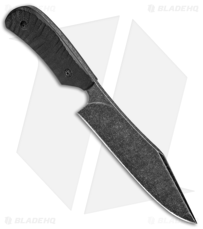 Fred Perrin Le Bowie Fixed Blade Knife Black G-10 (6.2" Black Stonewash) 