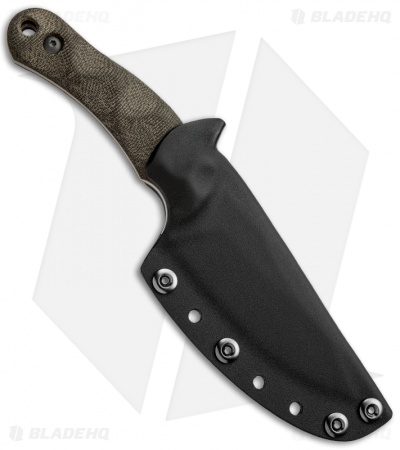 Gavko Custom Knives Bowie Fixed Blade Knife OD Green Micarta (4.25" Stonewash)