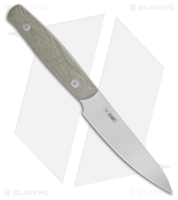 GiantMouse Vox/Anso 4" Paring Kitchen Knife Green Micarta (Satin Nitro B)