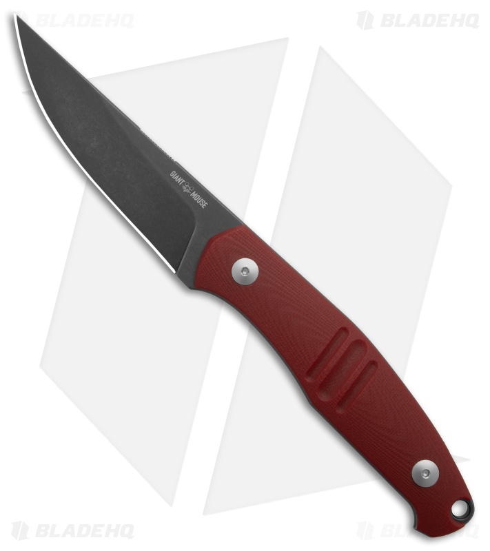 GiantMouse Jens Anso GMF2 Fixed Blade Knife Red G-10 (3.6" Black SW)