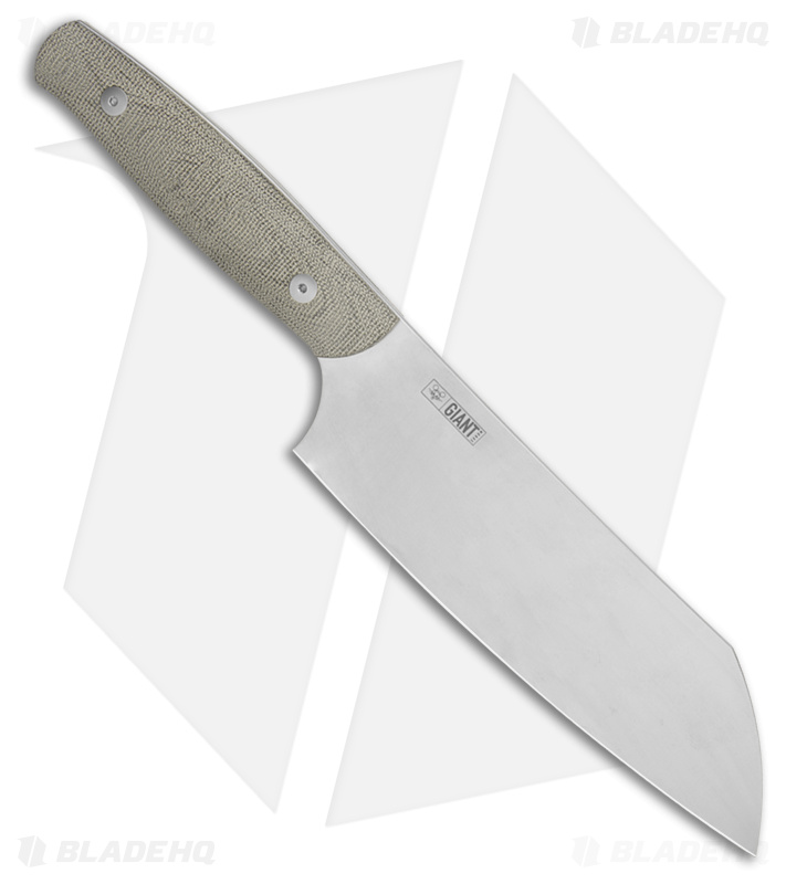 GiantMouse Vox/Anso 7" Santoku Kitchen Knife - Green Micarta (7"Satin Nitro B)