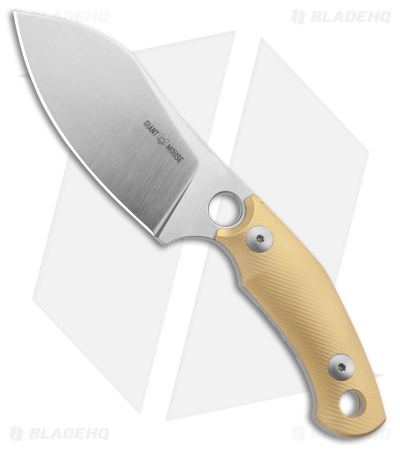 GiantMouse Vox/Anso GMF1-XL Fixed Blade Knife Brass (3.1" Satin ELMAX)