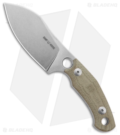 GiantMouse Vox/Anso GMF1-XL Fixed Blade Knife Green Micarta (3.1" SW N690)