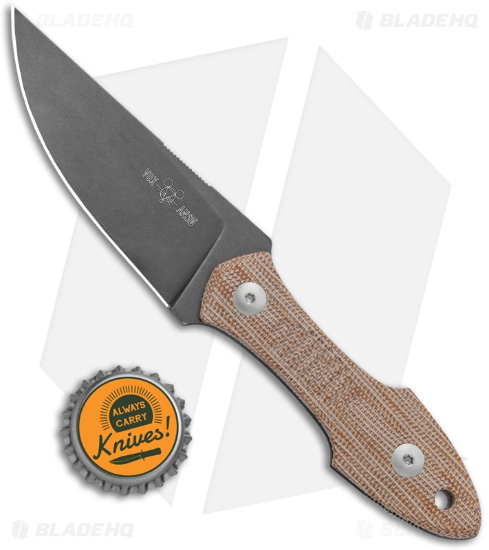 GiantMouse Vox/Anso GMF3 Natural Micarta Fixed Blade Knife ( 3.25" PVD )