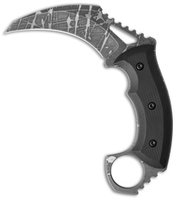 HavocWorks Custom KAOS-BIT Karambit Black G-10 (3.25" Pattern Etched)