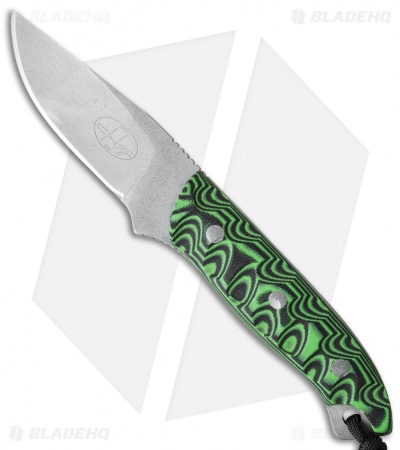 Hazen Knives Medium 1095 Series Fixed Blade Knife Green/Black (3.5" Tumbled) 2GR