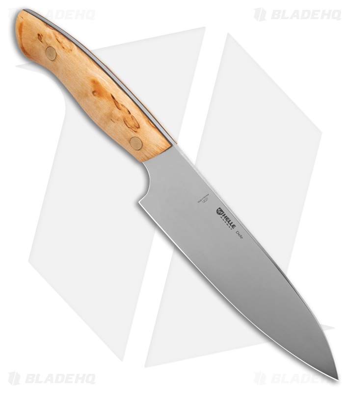 Helle Dele Fixed Blade Kitchen Knife Curly Birch Polished