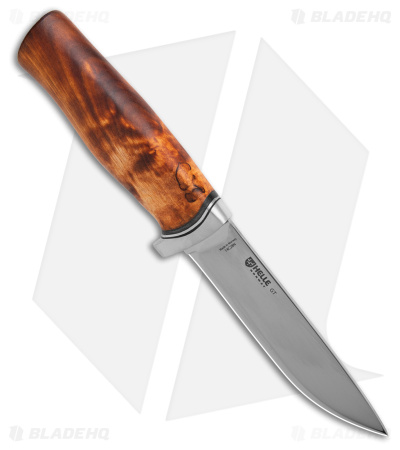 Helle Knives GT Fixed Blade Knife Curly Birch Wood (4.7" Satin) 14C28N