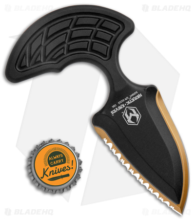 Heretic Knives Sleight Modular Push Dagger Knife Titanium Nitride (3" Serrated)