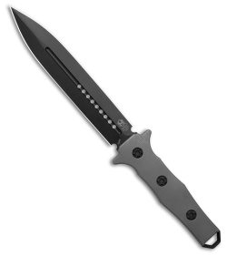 Heretic Knives Nephilim D/E Fixed Blade Knife Battleworn Titanium (6.5" Black)