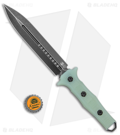 Heretic Knives Nephilim Fixed Blade Knife Natural Jade G-10 (6.5" Battleworn)