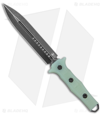 Heretic Knives Nephilim Fixed Blade Knife Natural Jade G-10 (6.5" Battleworn)