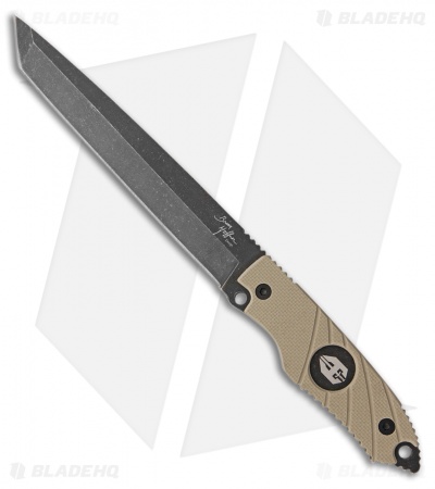 Hoffner Knives Beast Fixed Blade Knife Tan G-10 (7" Black SW)