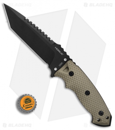 Hogue Knives EX-F01 Tactical Tanto Fixed Blade FDE G-10 (5.5" Black) 35127