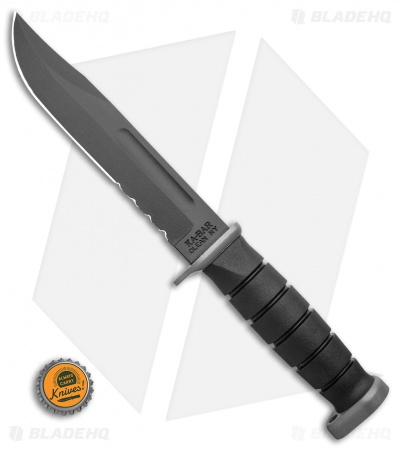 Ka-Bar Bowie D2 Extreme Fixed Blade Knife Black Kraton (7" Black) 