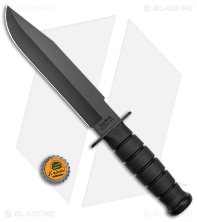 Ka-Bar Fighter Fixed Blade Knife Black Polymer w/ Sheath (8" Black Plain) 1269