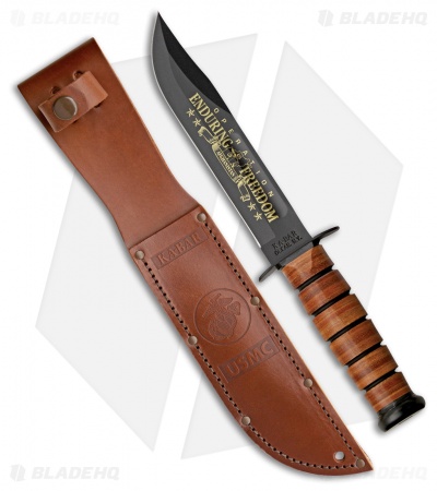 Ka-Bar Bowie Full Size USMC Operation Enduring Freedom Knife (7" Black) 9169