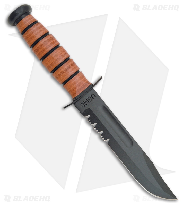 Ka-Bar Bowie Full Size USMC Knife Leather Sheath (7" Black Serr) 5018