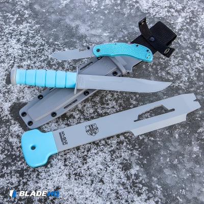 Ka-Bar Bowie USSF Space-Bar Fixed Blade Knife Blue Kraton (7" Gray) 1313SF Force