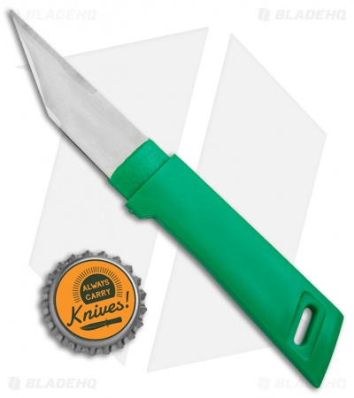 Kanetsune Kiridashi Fixed Blade Knife Green Plastic (2.5" Satin)