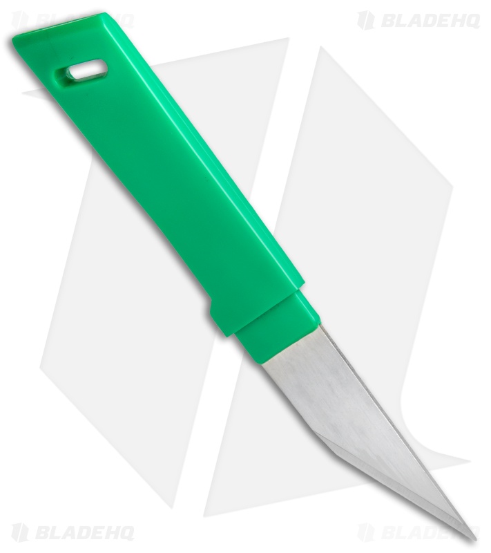 Kanetsune Kiridashi Fixed Blade Knife Green Plastic (2.5" Satin)