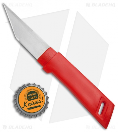 Kanetsune Kiridashi Fixed Blade Knife Red Plastic (2.5" Satin)