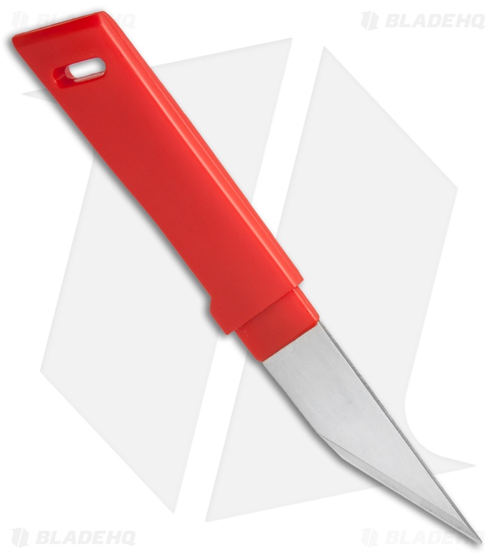 Kanetsune Kiridashi Fixed Blade Knife Red Plastic (2.5" Satin)
