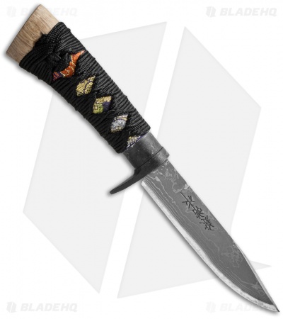 Kanetsune Nishiki Fixed Blade Knife Tsukamaki (4.875" Damascus) KB-224