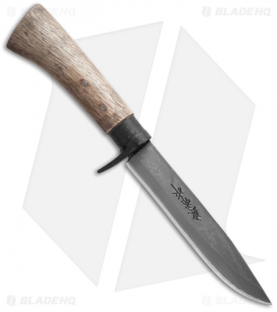 Kanetsune Enchou Fixed Blade Knife Oak Handle (5.625" Damascus) KB-247