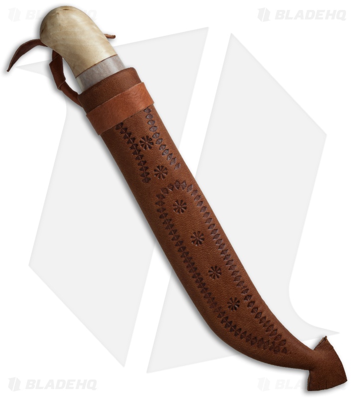 Karesuando Kniven Willow Grouse Fixed Blade Knife Curly Birch/Horn (3.87" Satin)