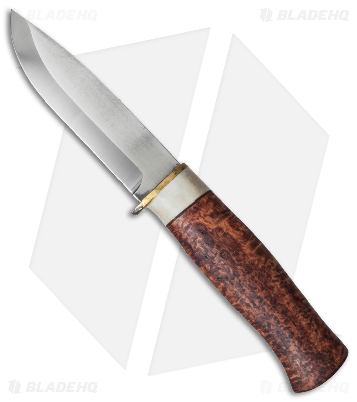 Karesuando Kniven Hunter 10 Fixed Blade Knife Curly Birch/Horn (3.875" Satin)