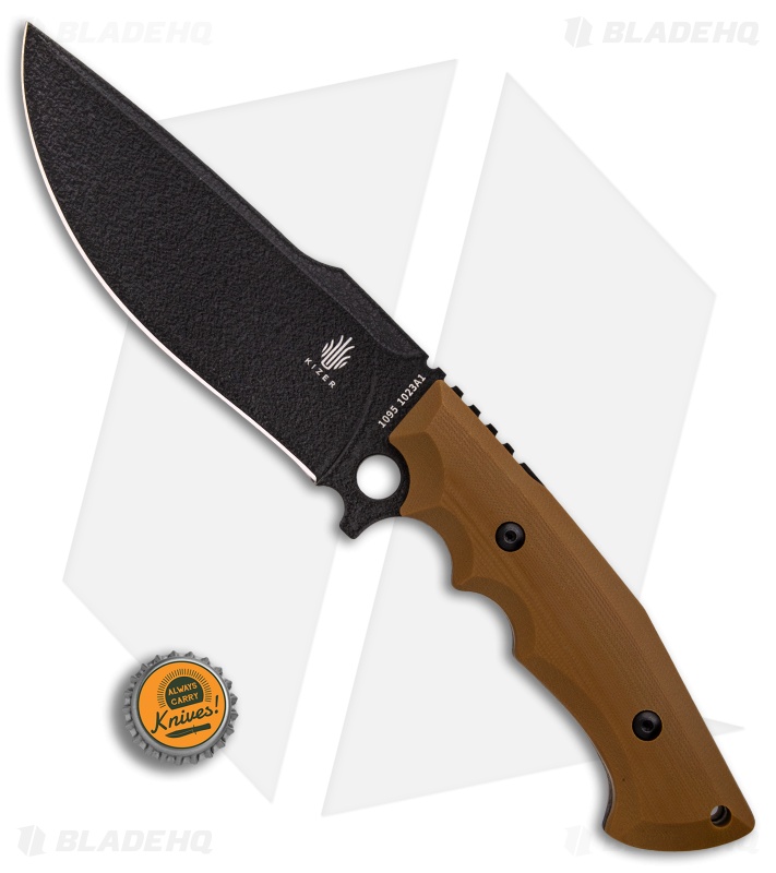 Kizer Cutlery Salient Fixed Blade Knife Brown G-10 (6.25" Black) E613