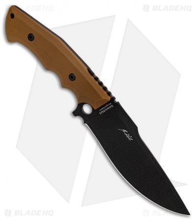 Kizer Cutlery Salient Fixed Blade Knife Brown G-10 (6.25" Black) E613