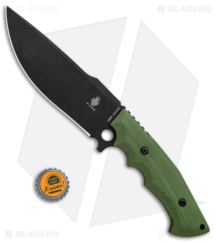 Kizer Cutlery Salient Fixed Blade Knife Green G-10 (6.25" Black) E613