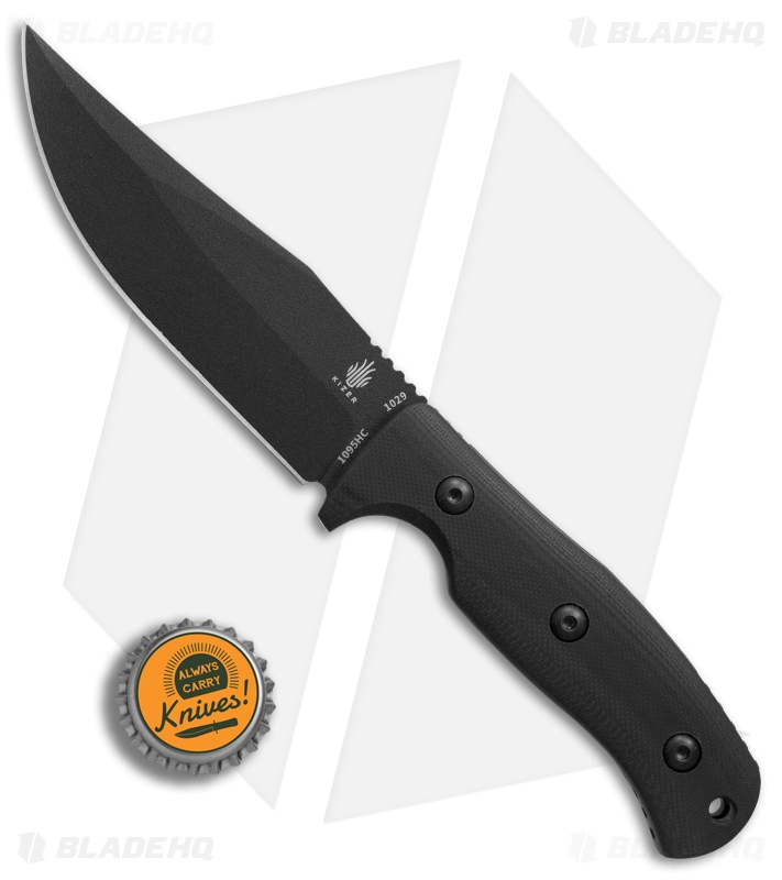 Kizer Pinkerton Littler River Bowie Fixed Blade Knife Black G-10 (4.3" Black) 