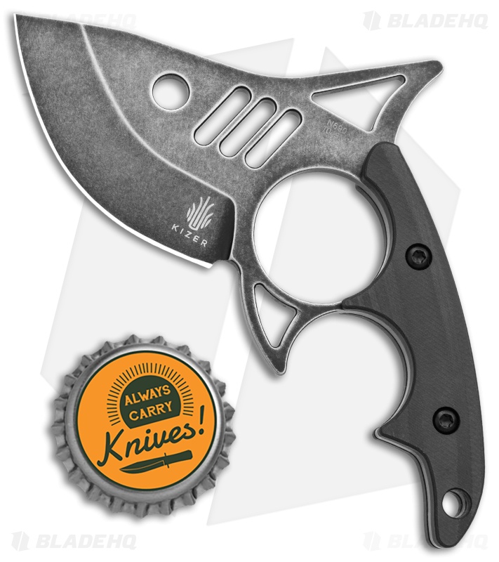 Kizer Shark Tooth Fixed Blade Knife Black CF - Blade HQ