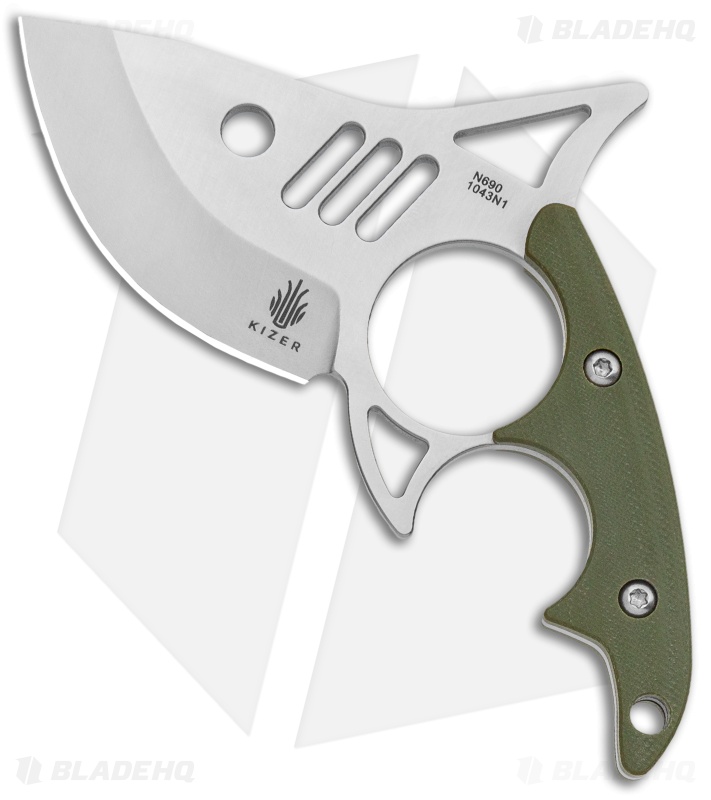Kizer Shark Tooth Fixed Blade Knife Green G-10 (2.5" Satin) 1043N1