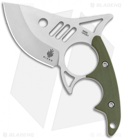Kizer Shark Tooth Fixed Blade Knife Green G-10 (2.5" Satin) 1043N1