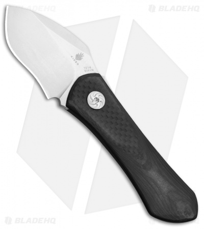 Kizer Thumbper Long Fixed Blade Neck Knife Carbon Fiber (2" Stonewash) 1014