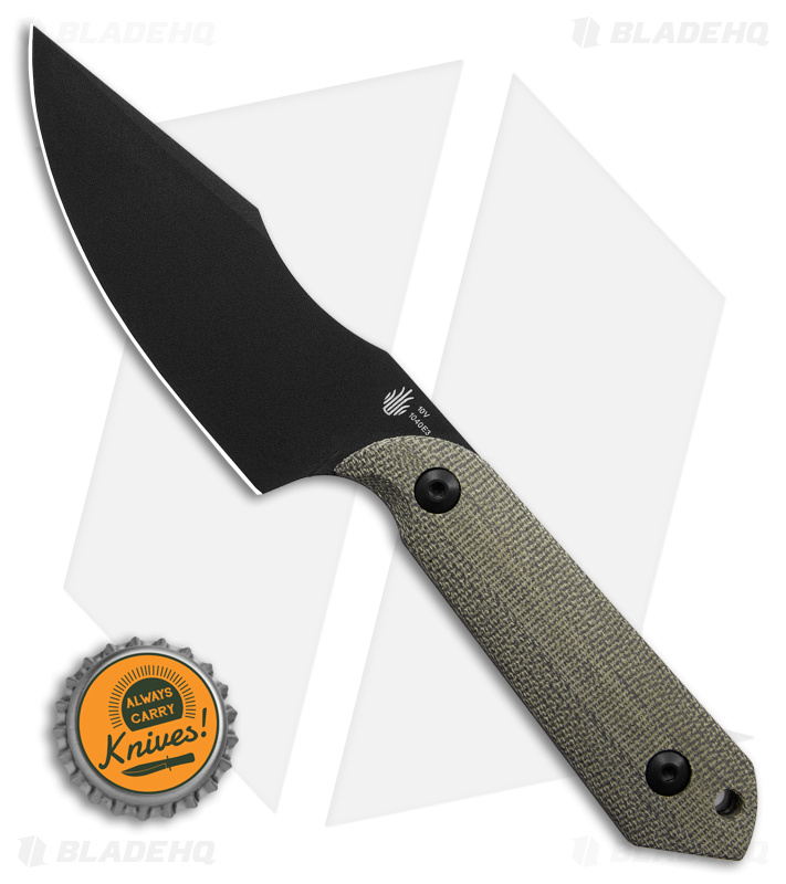 Kizer Maverick Customs Harpoon Fixed Blade Knife Green Micarta