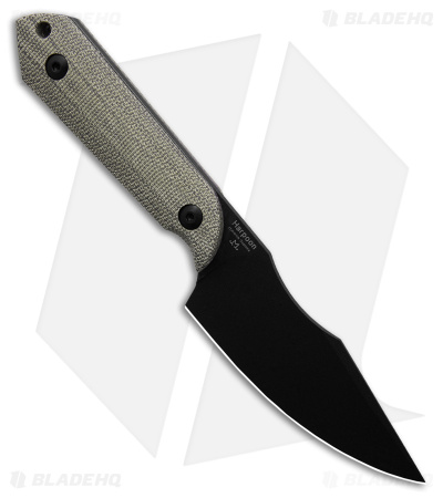 Kizer Maverick Customs Harpoon Fixed Blade Knife Green Micarta (3.75" Black) 10V