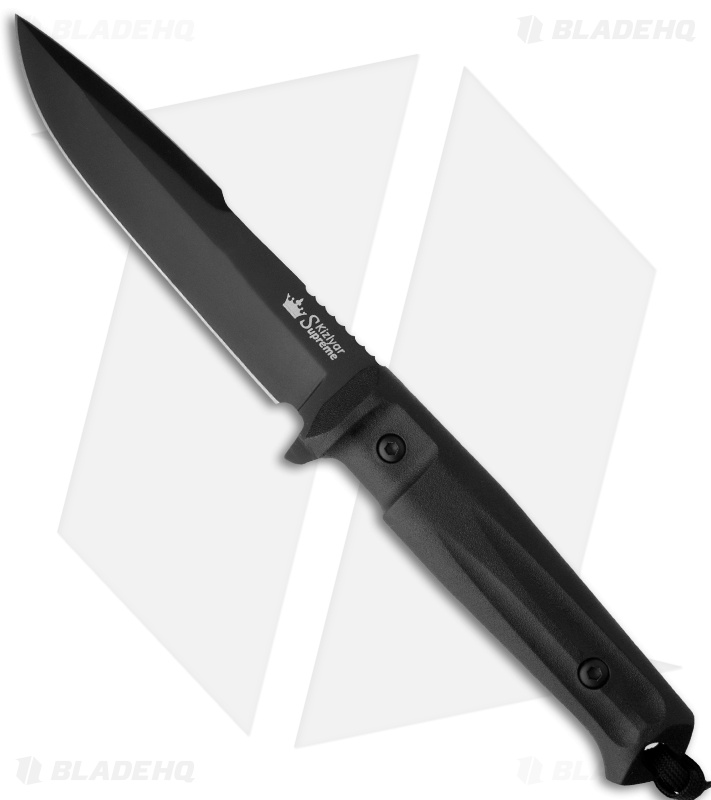 Kizlyar Supreme Knives Delta AUS-8 Tactical Fixed Blade Knife (6" Black Plain)